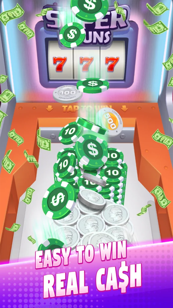 Misleading advertisement for Lucky Chip Spin claiming 'Easy to Win Real Cash'. Not Legit