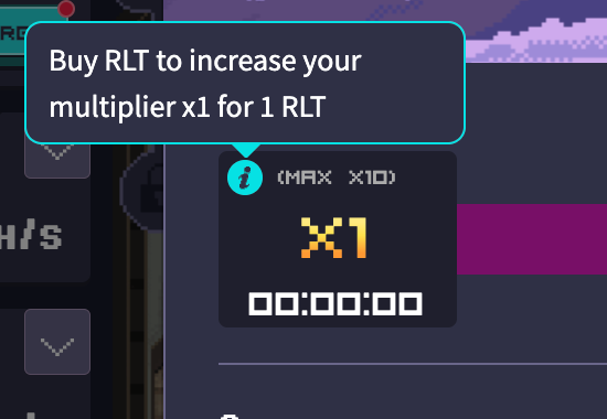 RLT Multiplier to Rollercoin Golden Hour Event. Buy 1 RLT to increase your Multiplier by 1.